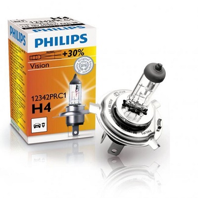 Лампа 12V H4 60/55W+30% галогеновая Premium 1шт. (Philips) 
