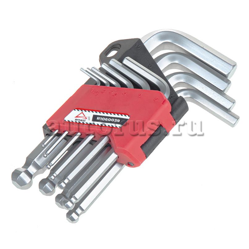 Набор шестигранников 9пр. Г образные с шаром короткие ARNEZI R1060039