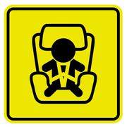 Наклейка " Ребенок в машине " квадрат желтый фон