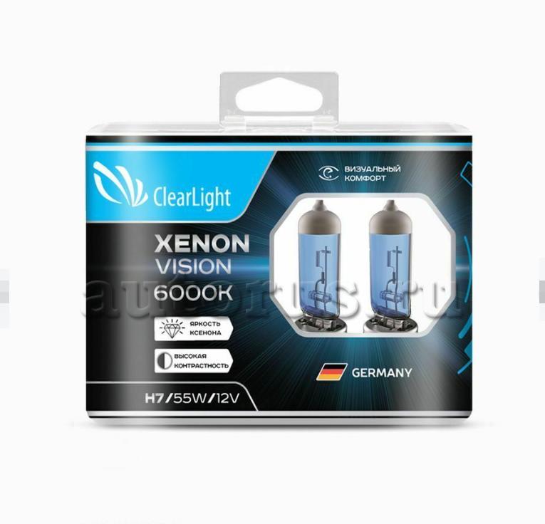 Лампа 12V H4 60/55W галогеновая 6000K XenonVision 2шт. DUOBOX (ClearLight) 