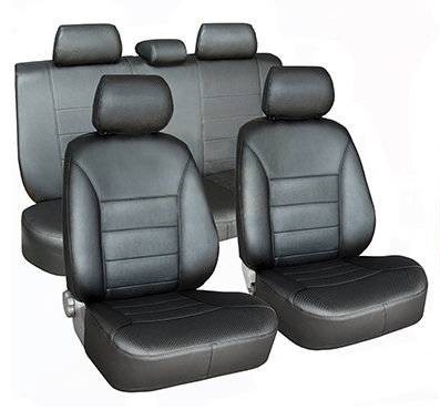 Чехлы сидений Mitsubishi Lancer X пок. (2007-2010); седан ЧЕРНЫЙ; (экокожа)