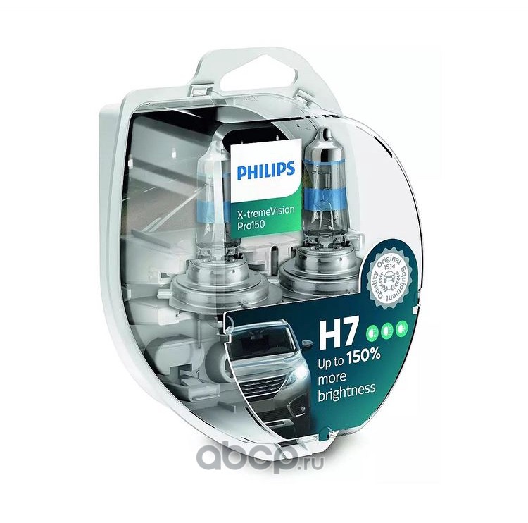 Лампа 12V H7 55W+150% галогеновая X-tremeVision 2 шт. DUOBOX (Philips)  