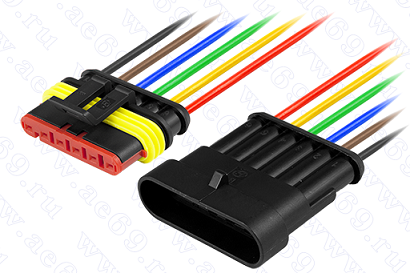 Колодка  6-контак. 1,5мм герметичная IP66/67 (в сборе с проводом 0,50мм кв.)(МАМА+ПАПА) 7061-10/20СБ