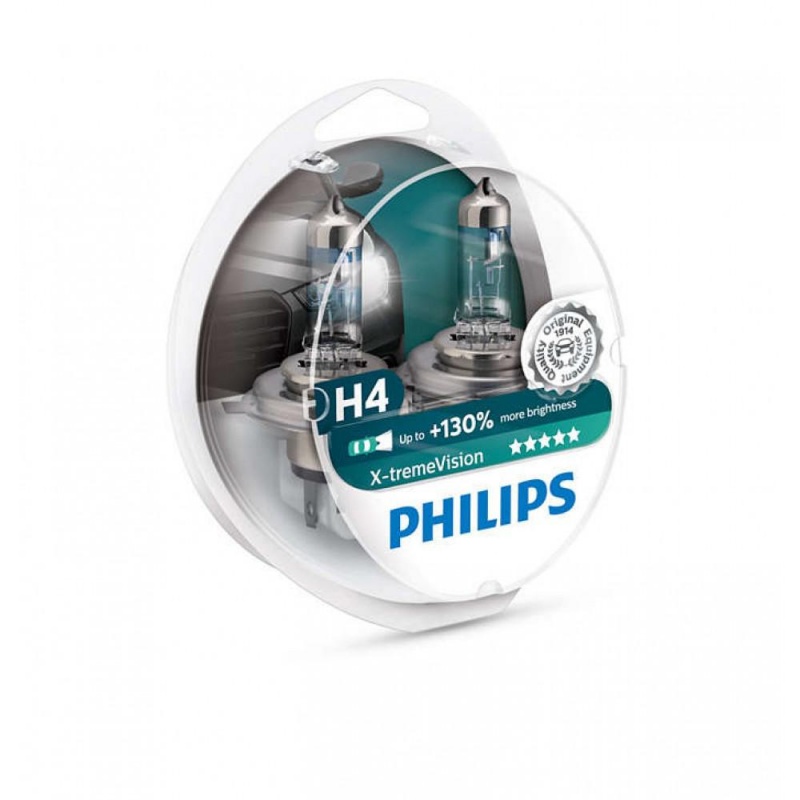 Лампа 12V H4 60/55W+150% галогеновая X-tremeVision 2шт. DUOBOX (Philips) 