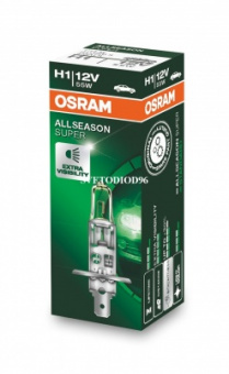 Лампа 12V H1 55W+30% галогеновая 1 шт. (OSRAM) всепогодняя ALLSEASON  