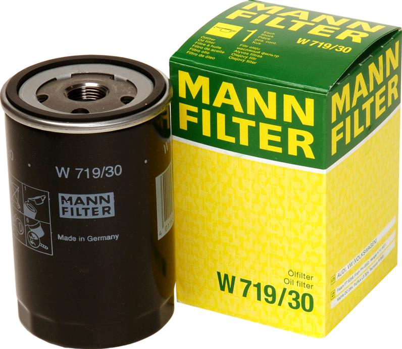 Фильтр масляный MANN-W719/30 VW Golf III/Golf IV/Audi 80/100/A4/A6,/ Passat (3A2, 35I) 2.0/2.0E
