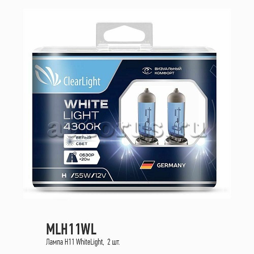 Лампа 12V H11 55W галогеновая White Light 2шт. (Clearlight)