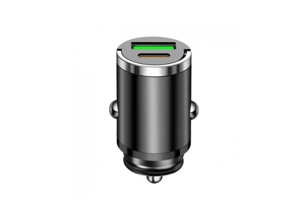 Развитвитель 1USB + 1Type-C (15W), черный, с кольцом для вытягивания (металл) z093