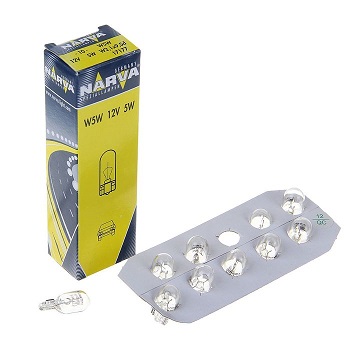 Лампа 12V T10 W5W без цоколя средняя (габорит) 1 шт. (Narva)  