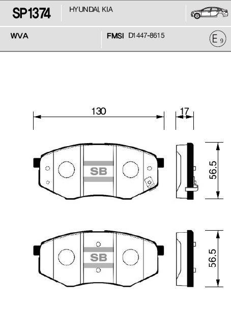 Колодки торм. передние HYUNDAI ix35 10->, Kia Sportage 10-> (2WD, 15' диск) "SANGSIN"SP1374