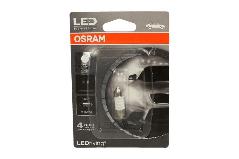 Лампа 12V диод C5W 2-х цокольная 38мм. 6000K 1 шт. (OSRAM)  