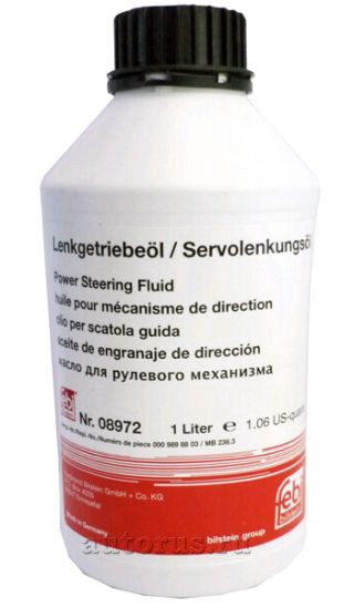 Жидкость для гур FEBI Power Steering Fluid MB VW желтая 1.0л Dexron II