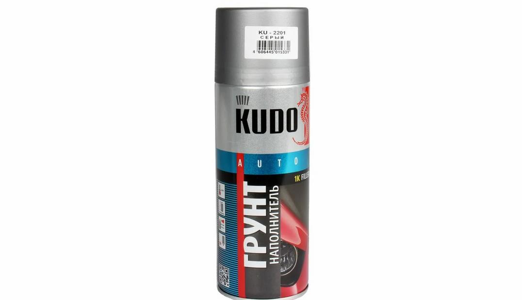 Грунт наполнитель СЕРЫЙ спрей KUDO (1k акриловый) (520мл) аэрозоль