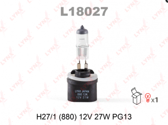 Лампа 12V H27W галогеновая LYNXauto 1 шт. картон L18027
