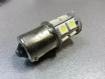 Лампа 12V диод P21W с цоколем (13 диодов)