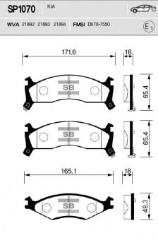 Колодки торм. передние KIA SPORTAGE 2.0I, 2.0TD, 2.2TD 93-99 SP1070