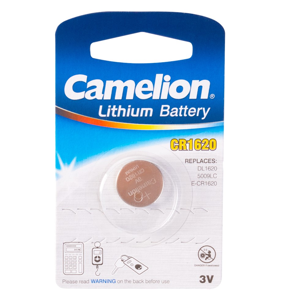 Батарейка литиевая дисковая Camelion 3В тип CR1620-BP1